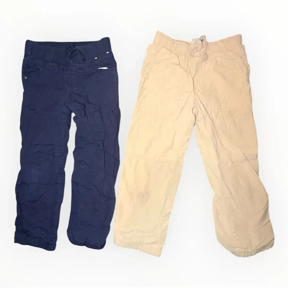 Lot of 4 Gymboree Boys Pull-On Lined Pants Size 5 Khaki Navy Gray Canvas Twill